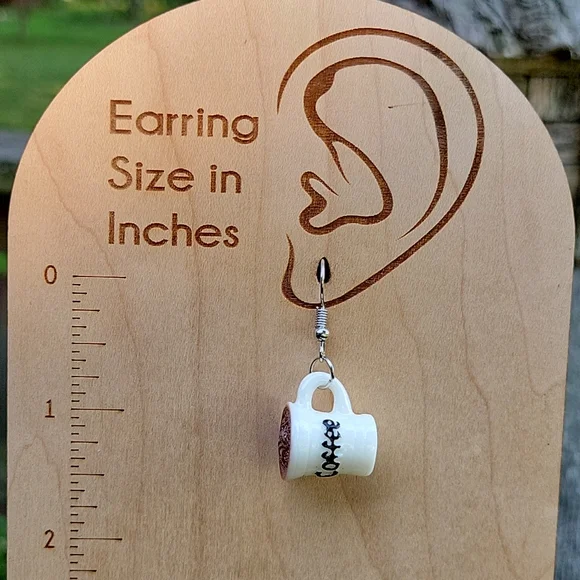 Coffee Bean and Mug Mismatched Drop Earrings - Picture 6 of 7